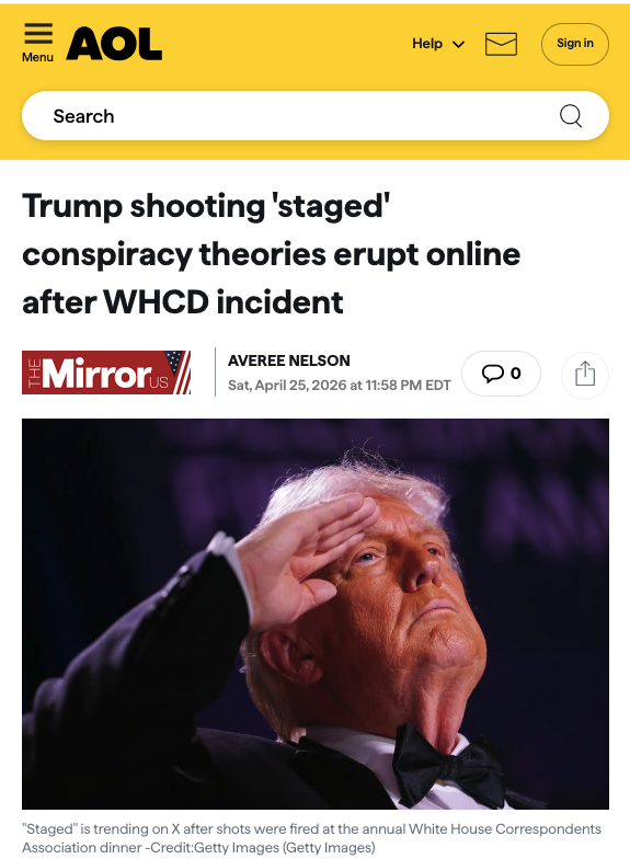 "Strzelanina w WHCD "zainscenizowana, by zwiększyć spadające liczby poparcia dla Trumpa" "