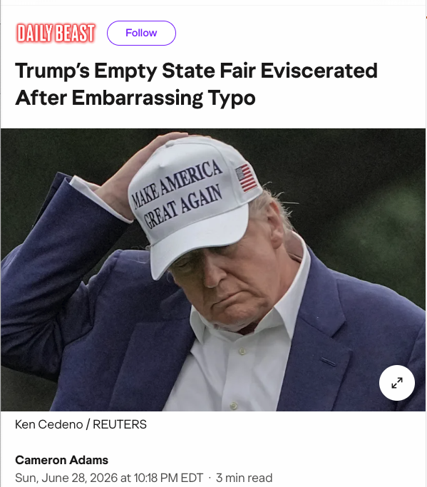 "Pusty targ stanowy Trumpa rozszarpany po żenującej literówce"